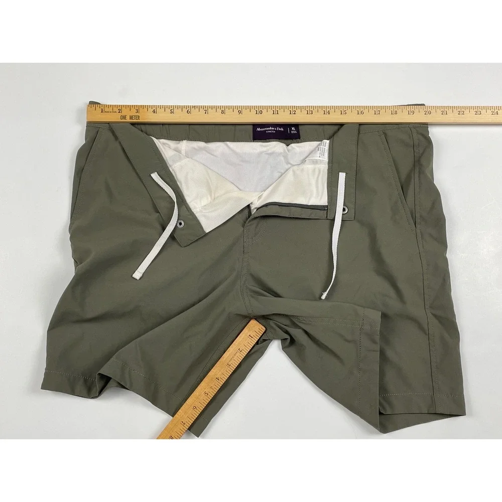 Abercrombie & Fitch Mens Stretch Swim Trunks Olive Green XL Mesh Lined 7